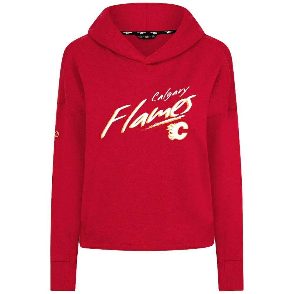 Calgary Flames - Levelwear Women's Sweet Sizzle Tri-Blend Cropped Pullover Hoodie Red