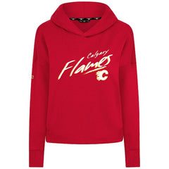 Calgary Flames - Levelwear Women's Sweet Sizzle Tri-Blend Cropped Pullover Hoodie Red