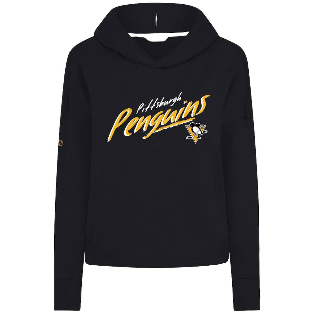 Pittsburgh Penguins Levelwear Women's Sweet Sizzle Tri-Blend Cropped Pullover Hoodie Black