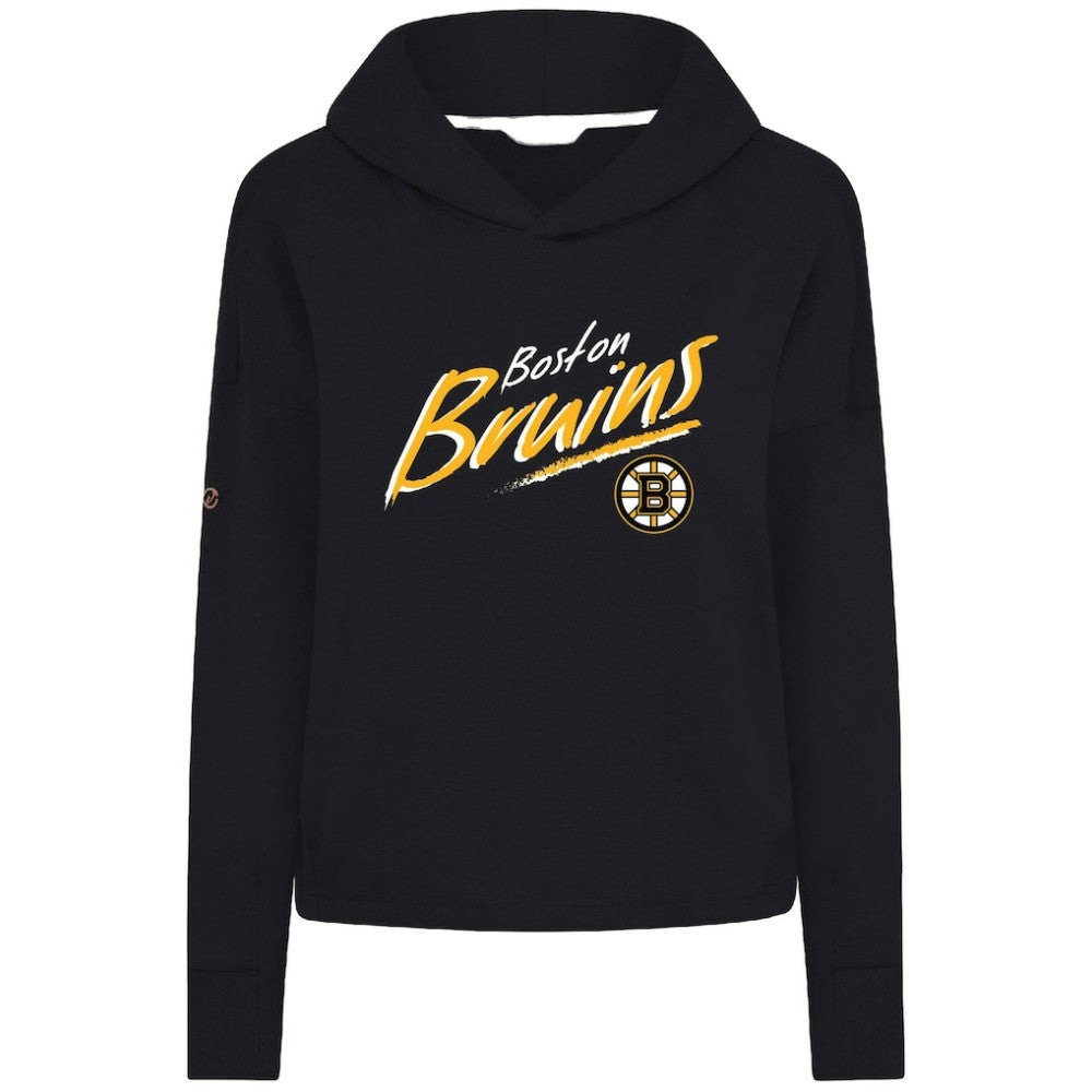 Boston Bruins Levelwear Women's Sweet Sizzle Tri-Blend Cropped Pullover Hoodie Black