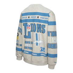 Detroit Lions All Over Print Vintage Fleece Crewneck Sweatshirt Heather Gray - Mitchell & Ness