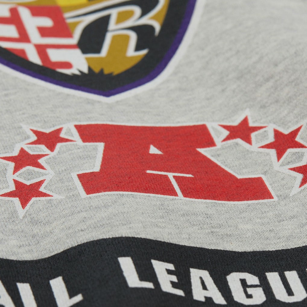 Baltimore Ravens All Over Print Vintage Fleece Crewneck Sweatshirt Heather Gray - Mitchell & Ness