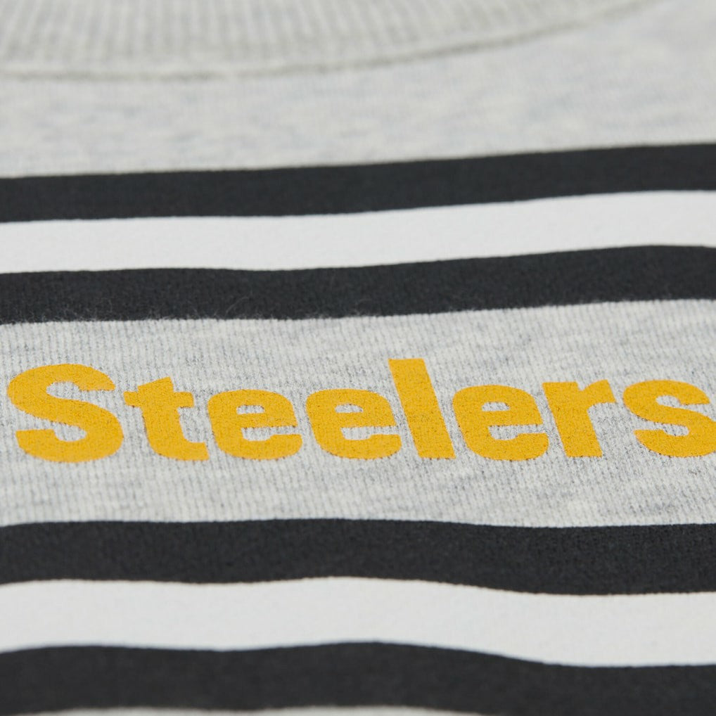 Pittsburgh Steelers All Over Print Vintage Fleece Crewneck Sweatshirt Heather Gray - Mitchell & Ness