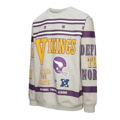 Minnesota Vikings All Over Print Vintage Fleece Crewneck Sweatshirt Heather Gray - Mitchell & Ness