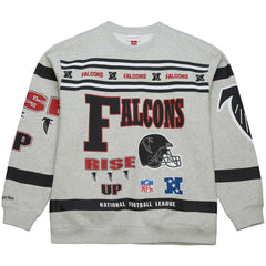Atlanta Falcons All Over Print Vintage Fleece Crewneck Sweatshirt Heather Gray - Mitchell & Ness