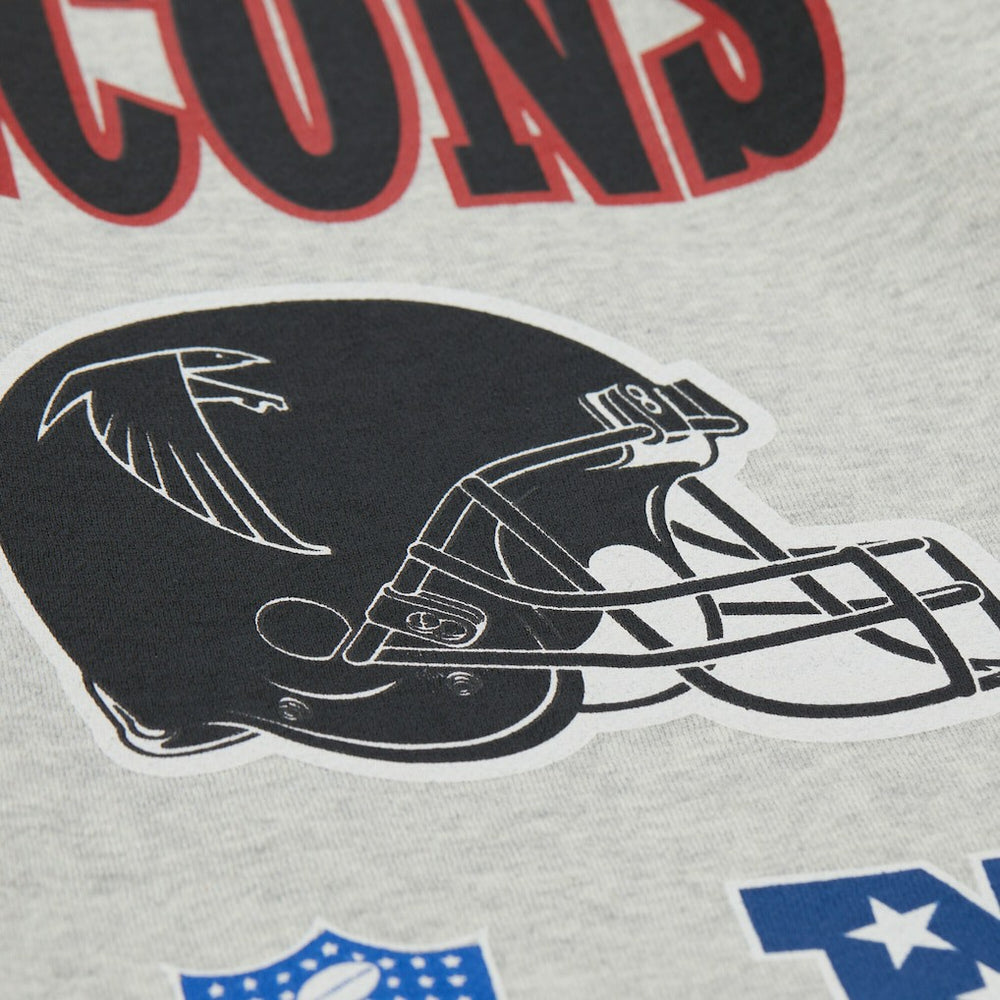 Atlanta Falcons All Over Print Vintage Fleece Crewneck Sweatshirt Heather Gray - Mitchell & Ness