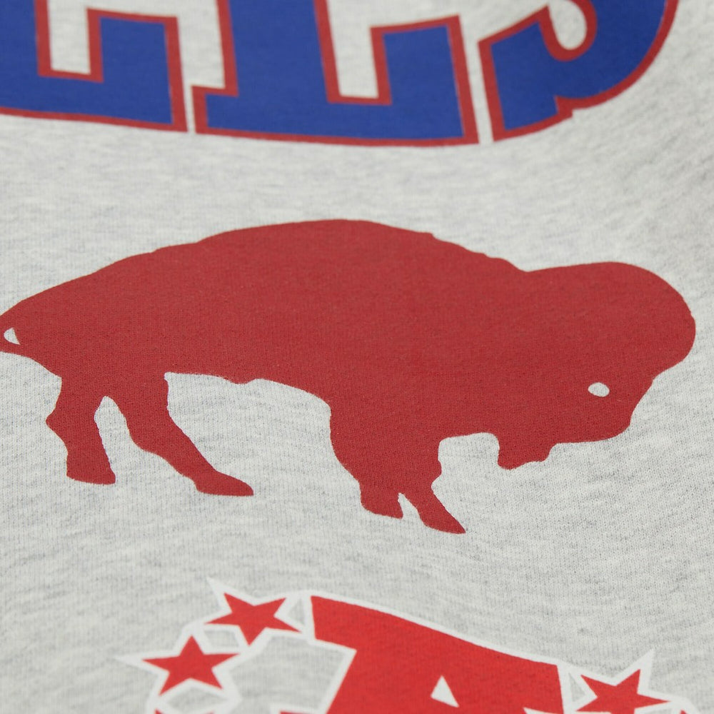 Buffalo Bills All Over Print Vintage Fleece Crewneck Sweatshirt Heather Gray - Mitchell & Ness