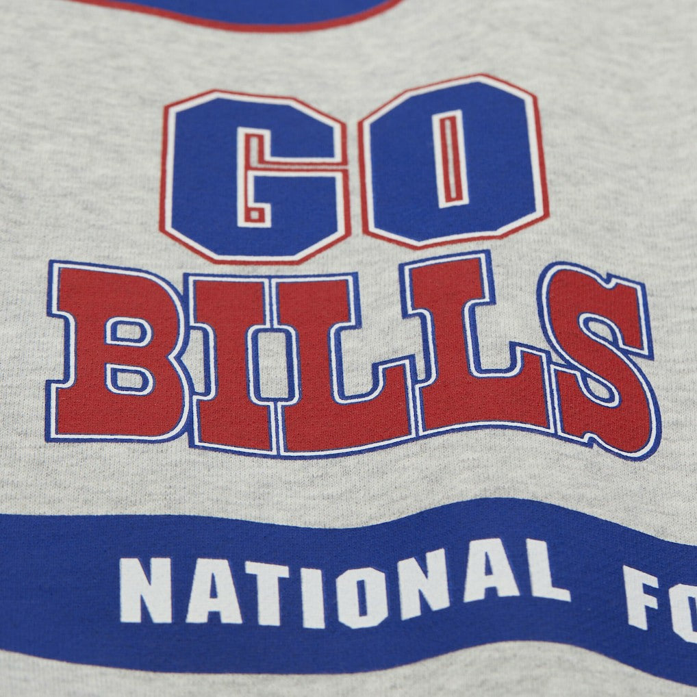 Buffalo Bills All Over Print Vintage Fleece Crewneck Sweatshirt Heather Gray - Mitchell & Ness