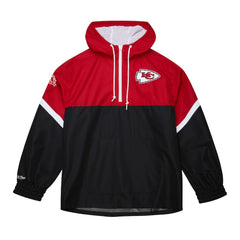 Kansas City Chiefs Tie Breaker Vintage Logo Lightweight Anorak Half-Zip Windbreaker Red/Black - Mitchell & Ness