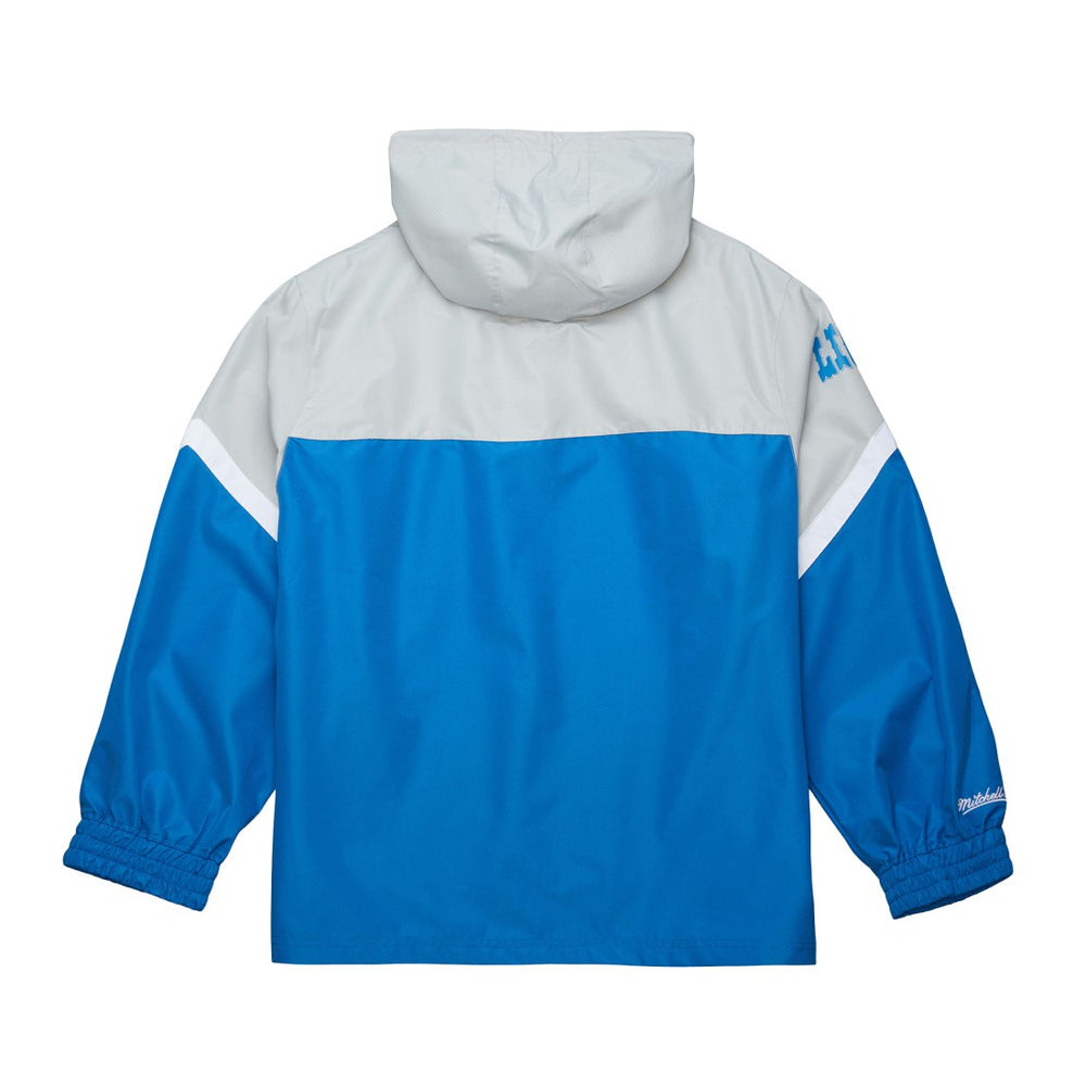 Detroit Lions Tie Breaker Vintage Logo Lightweight Anorak Half-Zip Windbreaker Silver/Blue - Mitchell & Ness