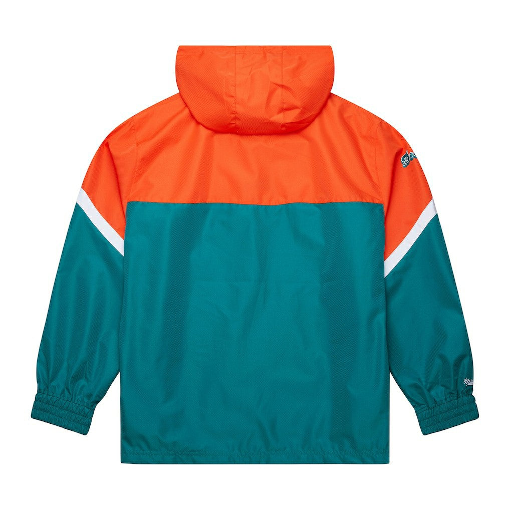 Miami Dolphins Tie Breaker Vintage Logo Lightweight Anorak Half-Zip Windbreaker Orange/Aqua - Mitchell & Ness