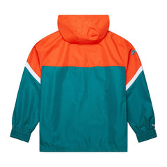 Miami Dolphins Tie Breaker Vintage Logo Lightweight Anorak Half-Zip Windbreaker Orange/Aqua - Mitchell & Ness