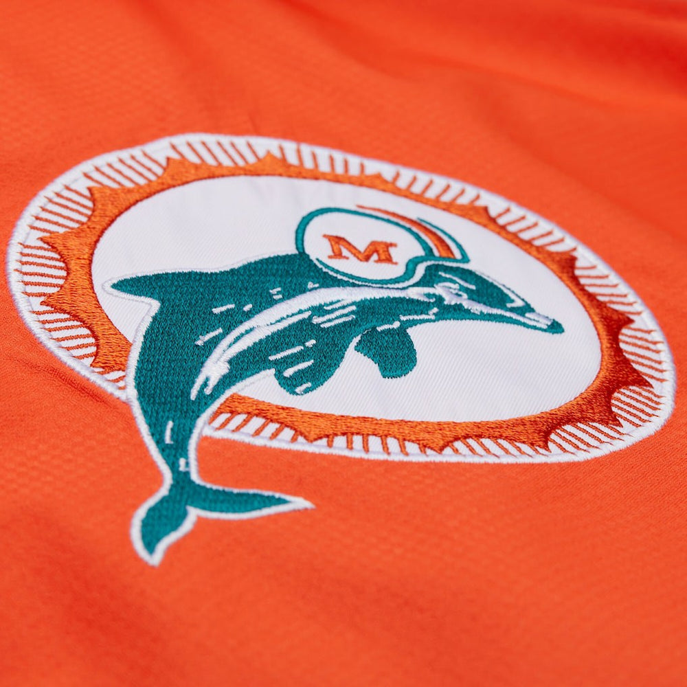 Miami Dolphins Tie Breaker Vintage Logo Lightweight Anorak Half-Zip Windbreaker Orange/Aqua - Mitchell & Ness