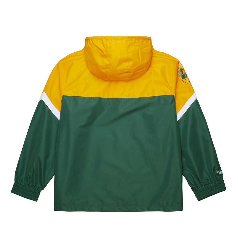 Green Bay Packers Tie Breaker Vintage Logo Lightweight Anorak Half-Zip Windbreaker Gold/Green - Mitchell & Ness