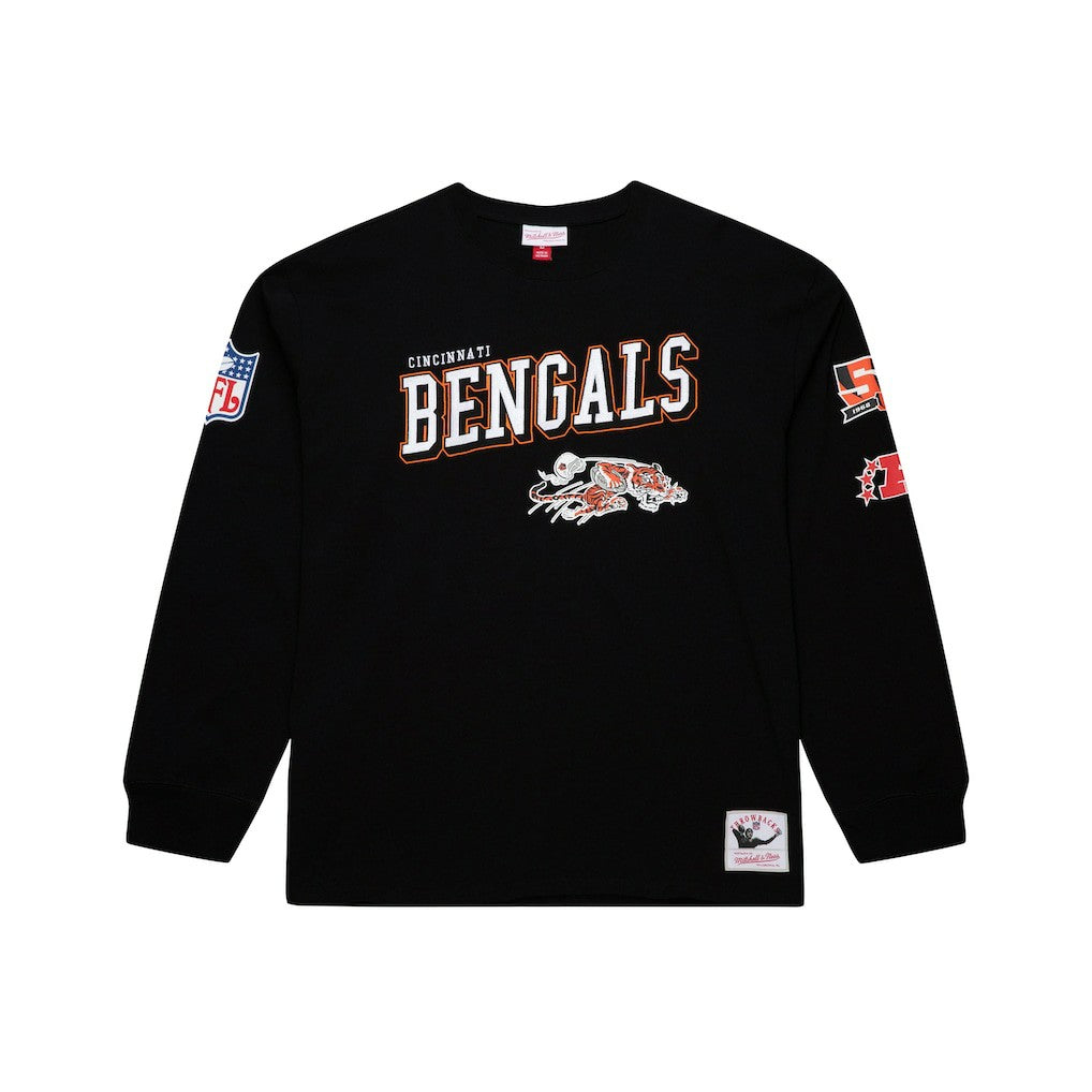 Cincinnati Bengals Training Camp Vintage Logos Long Sleeve T-Shirt Black - Mitchell & Ness