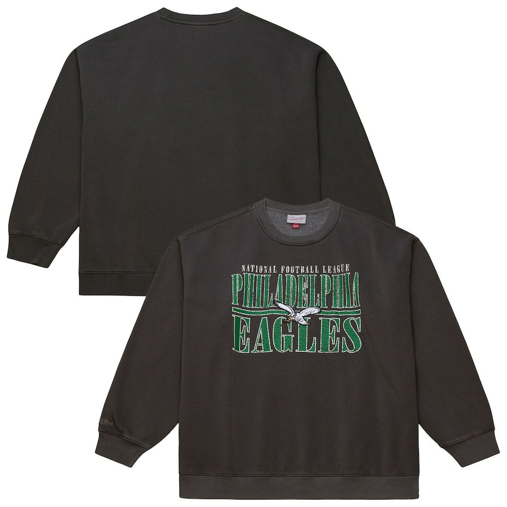 Philadelphia Eagles Downtown Crew Vintage Logo Sweatshirt Black - Mitchell & Ness