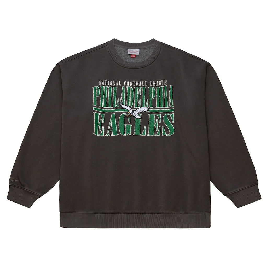 Philadelphia Eagles Downtown Crew Vintage Logo Sweatshirt Black - Mitchell & Ness