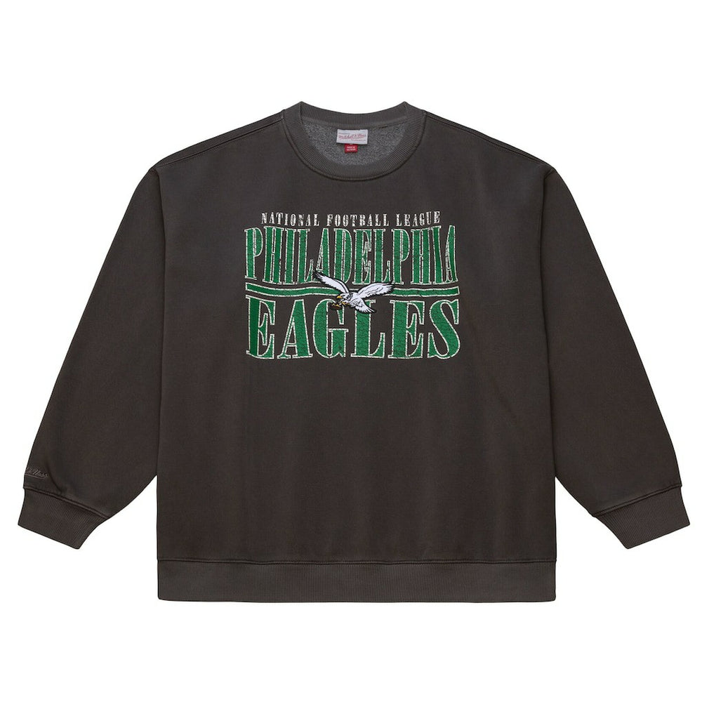 Philadelphia Eagles Downtown Crew Vintage Logo Sweatshirt Black - Mitchell & Ness