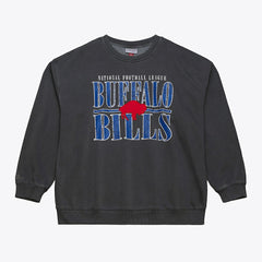 Buffalo Bills Downtown Crew Vintage Logo Sweatshirt Black - Mitchell & Ness