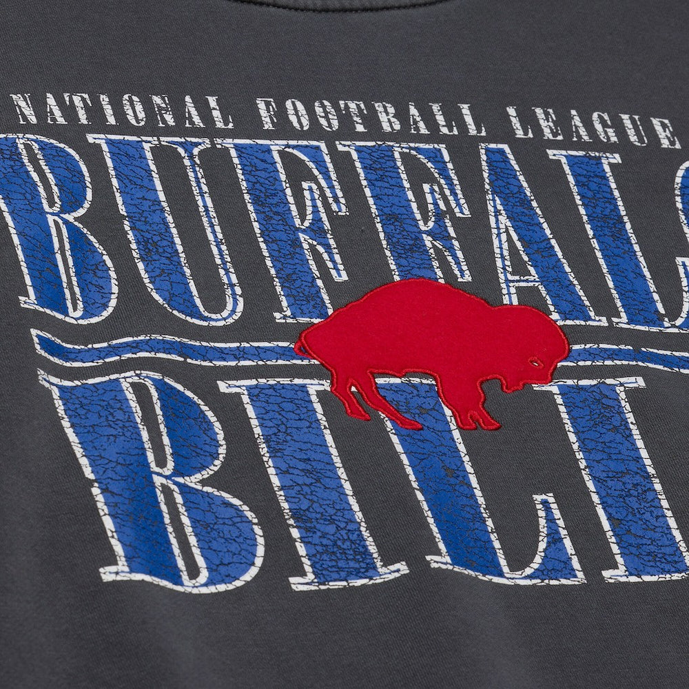 Buffalo Bills Downtown Crew Vintage Logo Sweatshirt Black - Mitchell & Ness