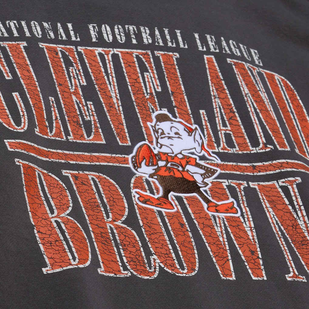 Cleveland Browns Downtown Crew Vintage Logo Sweatshirt Black - Mitchell & Ness