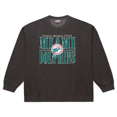 Miami Dolphins Downtown Crew Vintage Logo Sweatshirt Black - Mitchell & Ness