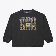 New Orleans Saints Downtown Crew Vintage Logo Sweatshirt Black - Mitchell & Ness