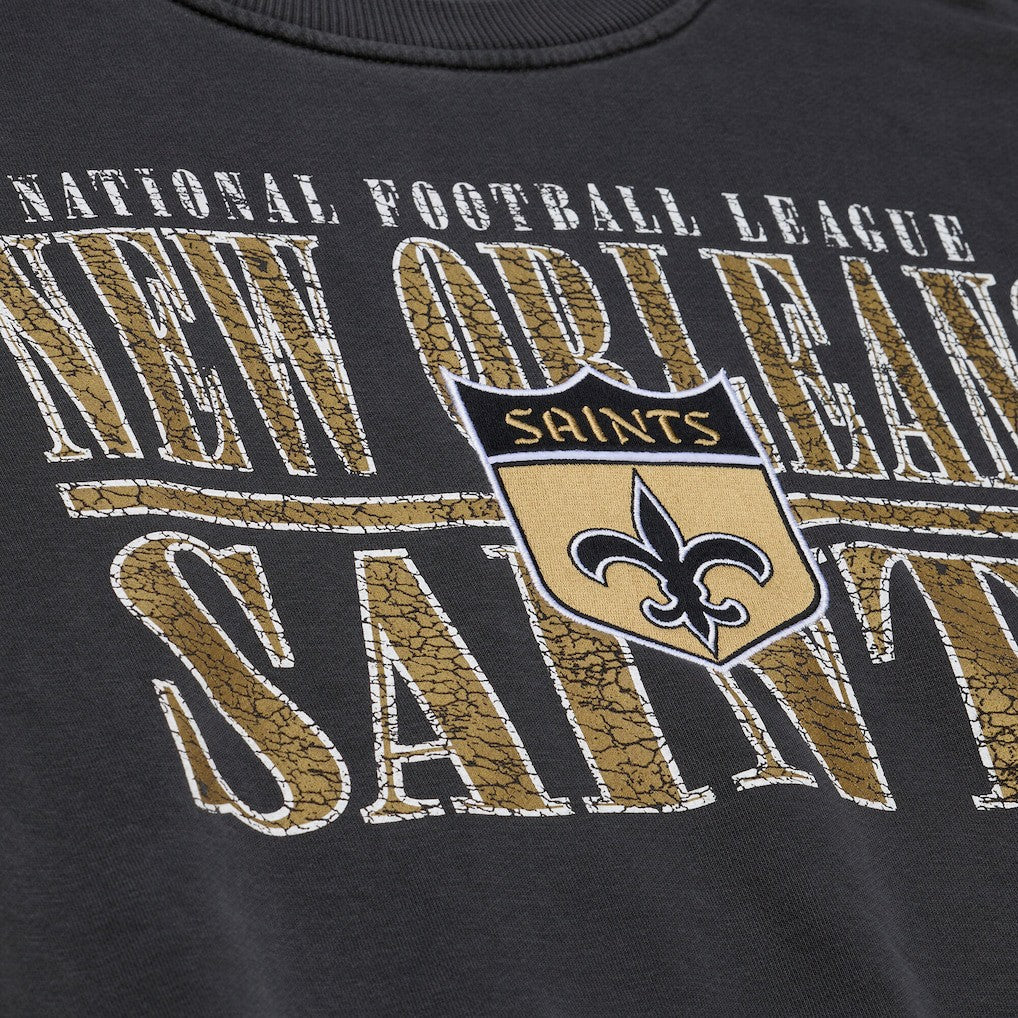 New Orleans Saints Downtown Crew Vintage Logo Sweatshirt Black - Mitchell & Ness
