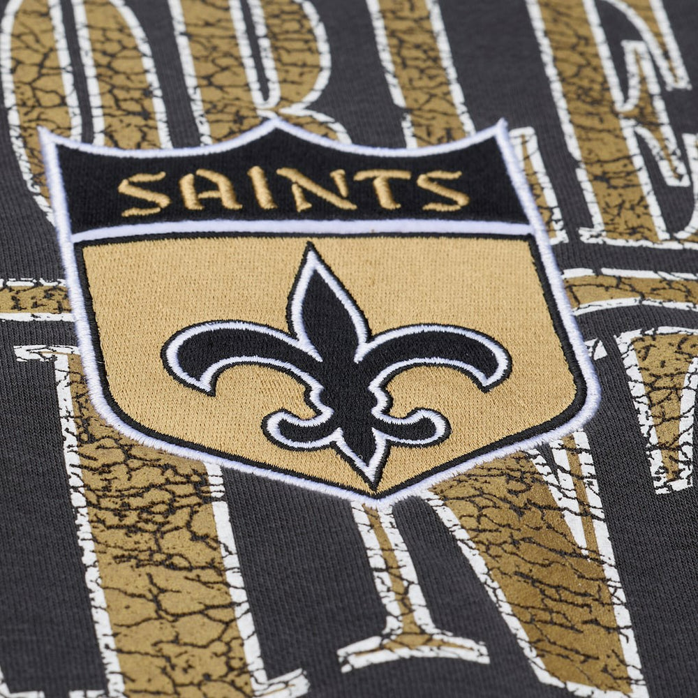 New Orleans Saints Downtown Crew Vintage Logo Sweatshirt Black - Mitchell & Ness