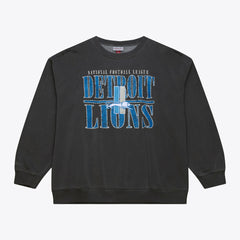 Detroit Lions Downtown Crew Vintage Logo Sweatshirt Black - Mitchell & Ness