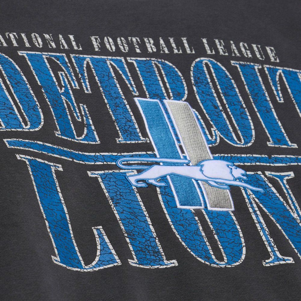 Detroit Lions Downtown Crew Vintage Logo Sweatshirt Black - Mitchell & Ness