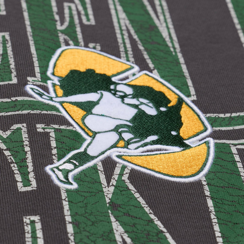 Green Bay Packers Downtown Crew Vintage Logo Sweatshirt Black - Mitchell & Ness