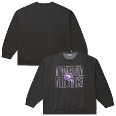 Minnesota Vikings Downtown Crew Vintage Logo Sweatshirt Black - Mitchell & Ness