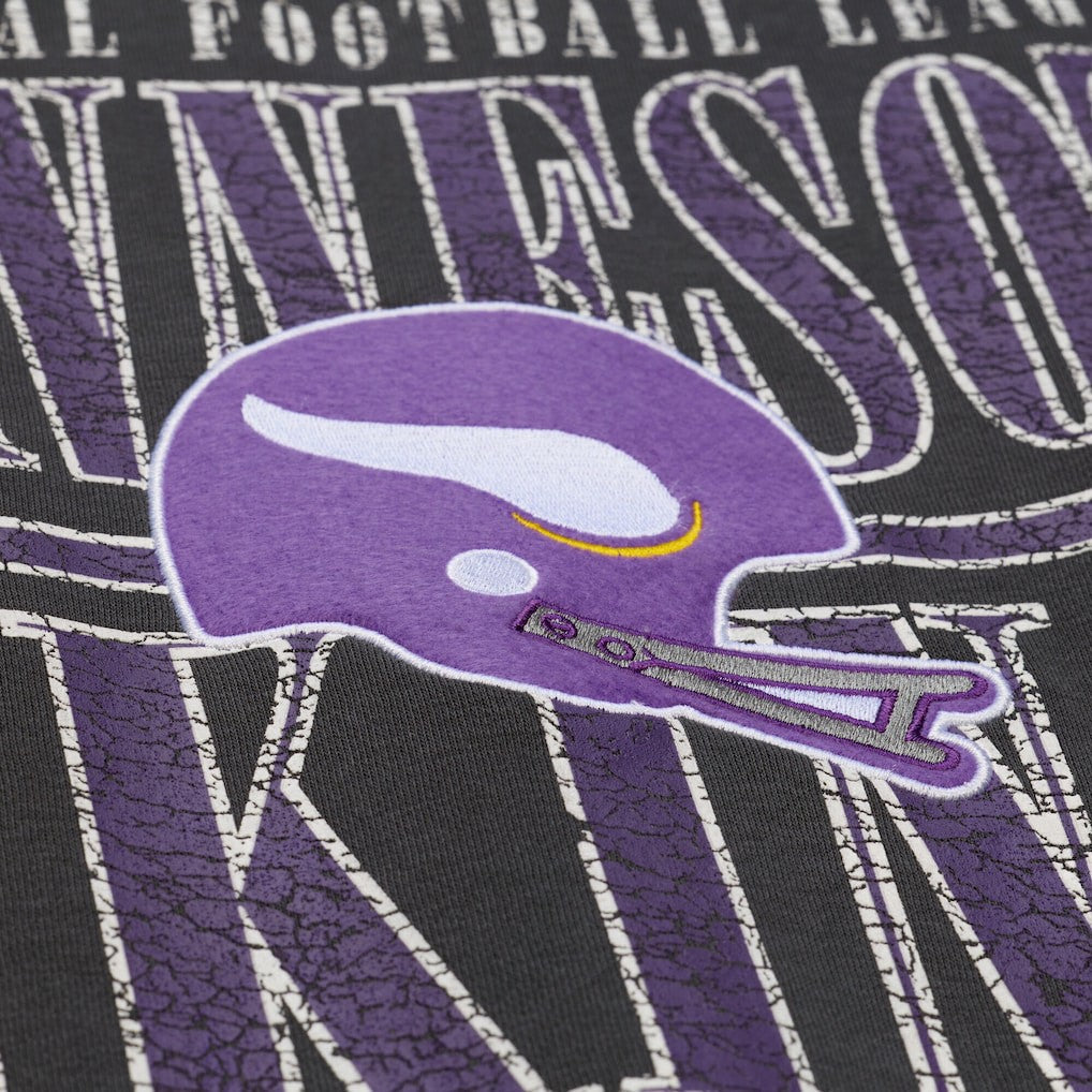 Minnesota Vikings Downtown Crew Vintage Logo Sweatshirt Black - Mitchell & Ness