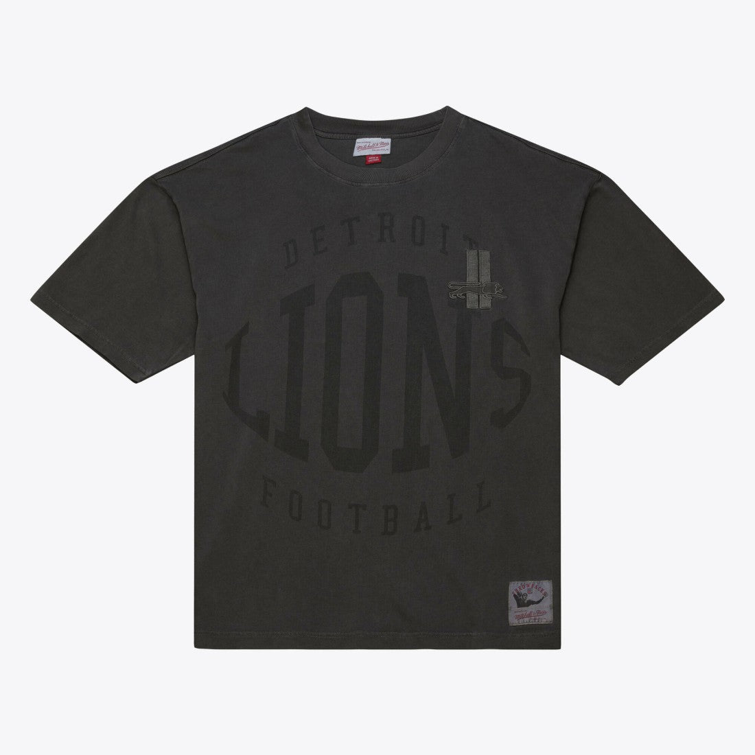 Detroit Lions Downtown Collection Premium Vintage Logo T-Shirt Black - Mitchell & Ness