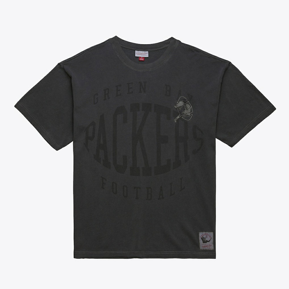 Green Bay Packers Downtown Collection Premium Vintage Logo T-Shirt Black - Mitchell & Ness