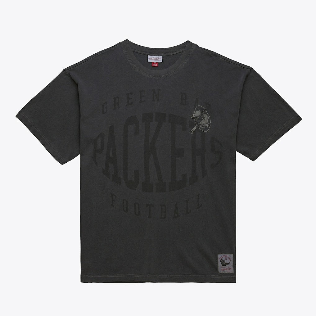 Green Bay Packers Downtown Collection Premium Vintage Logo T-Shirt Black - Mitchell & Ness