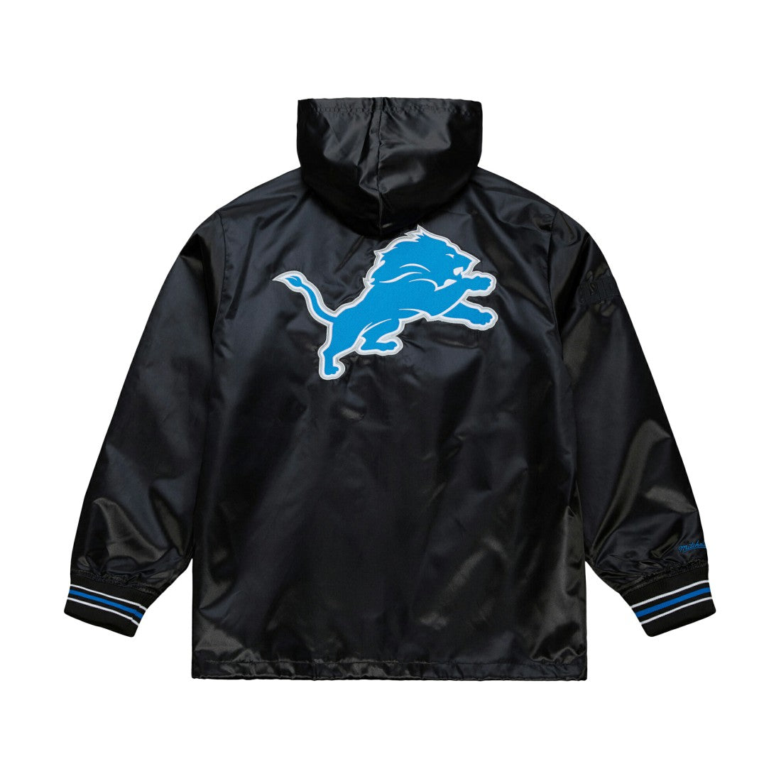 Detroit Lions Downtown Satin Full-Snap Hooded Jacket Black - Mitchell & Ness