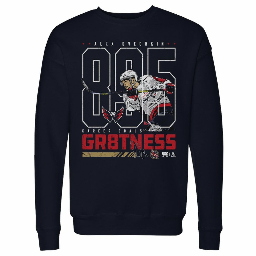 Alexander Ovechkin Washington Capitals 500 Level Outline Pullover Sweatshirt Navy