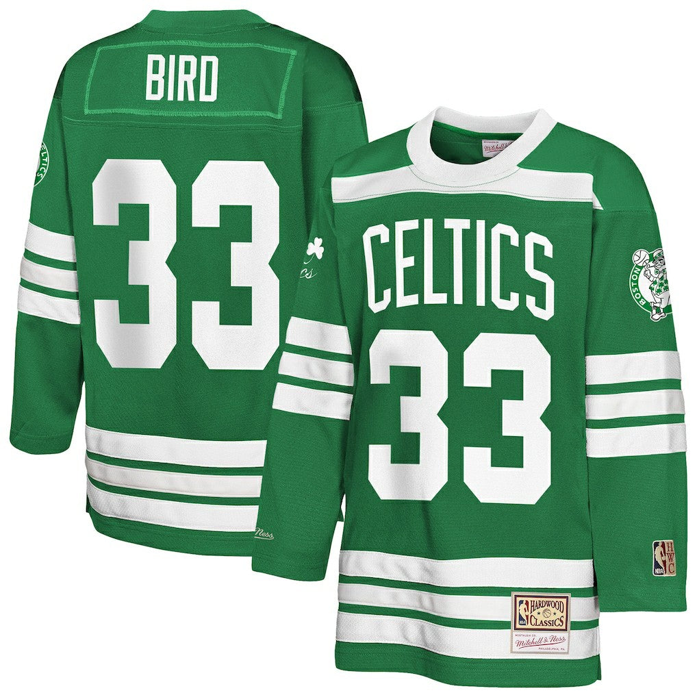 Mitchell & Ness - Larry Bird Boston Celtics Youth Maxxed Out 2.0 Fashion Hockey Jersey - Kelly Green