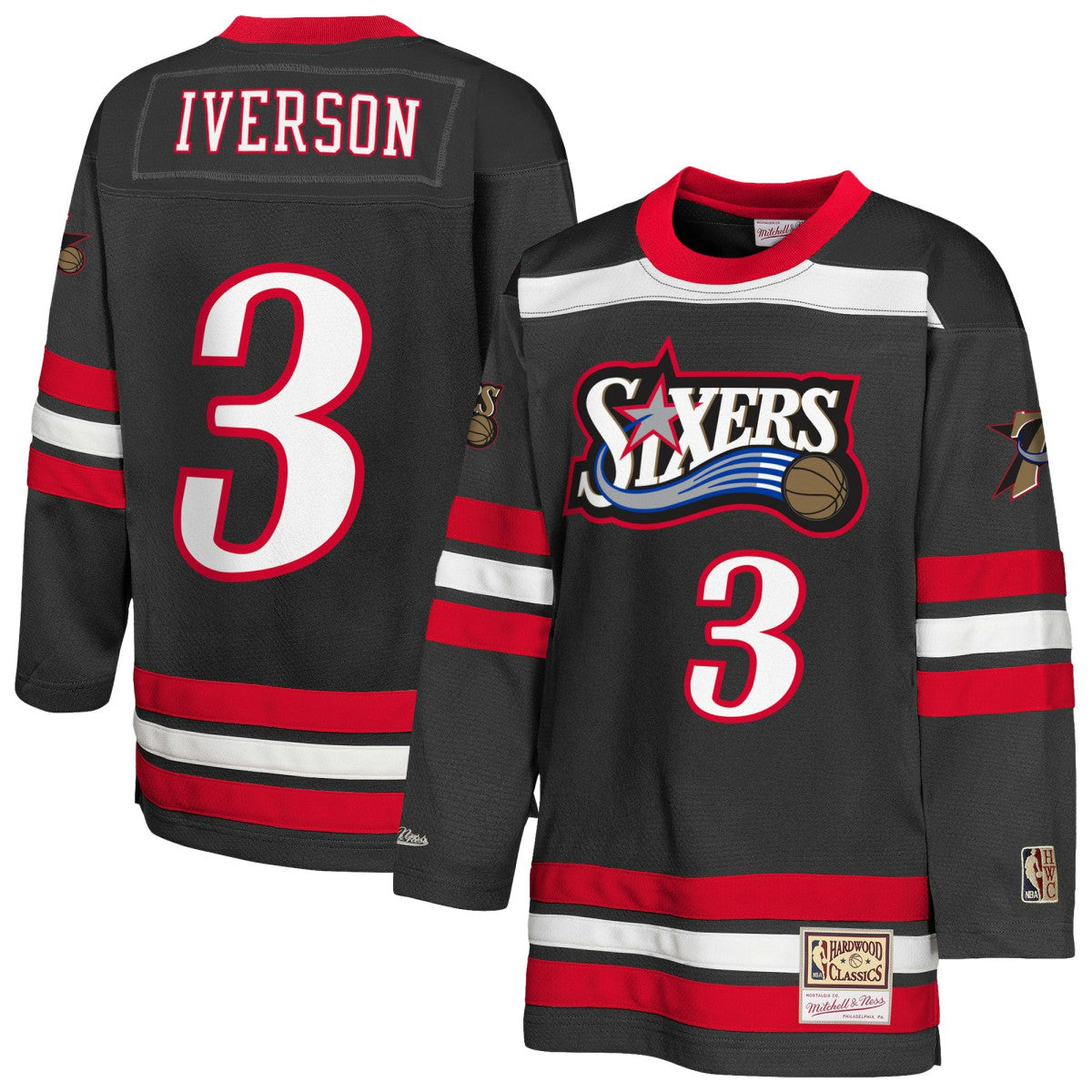Allen Iverson Philadelphia 76ers Youth Maxxed Out 2.0 Fashion Hockey Jersey - Black | NBA Jerseys