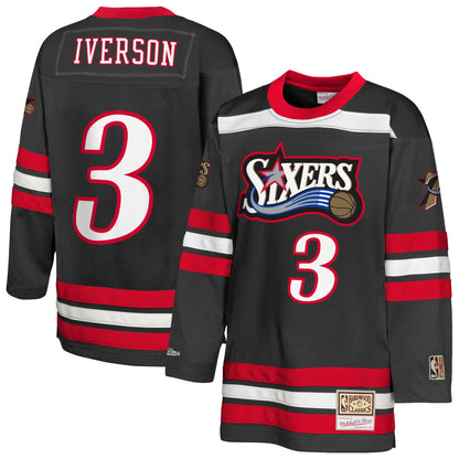 Allen Iverson Philadelphia 76ers Youth Maxxed Out 2.0 Fashion Hockey Jersey - Black | NBA Jerseys