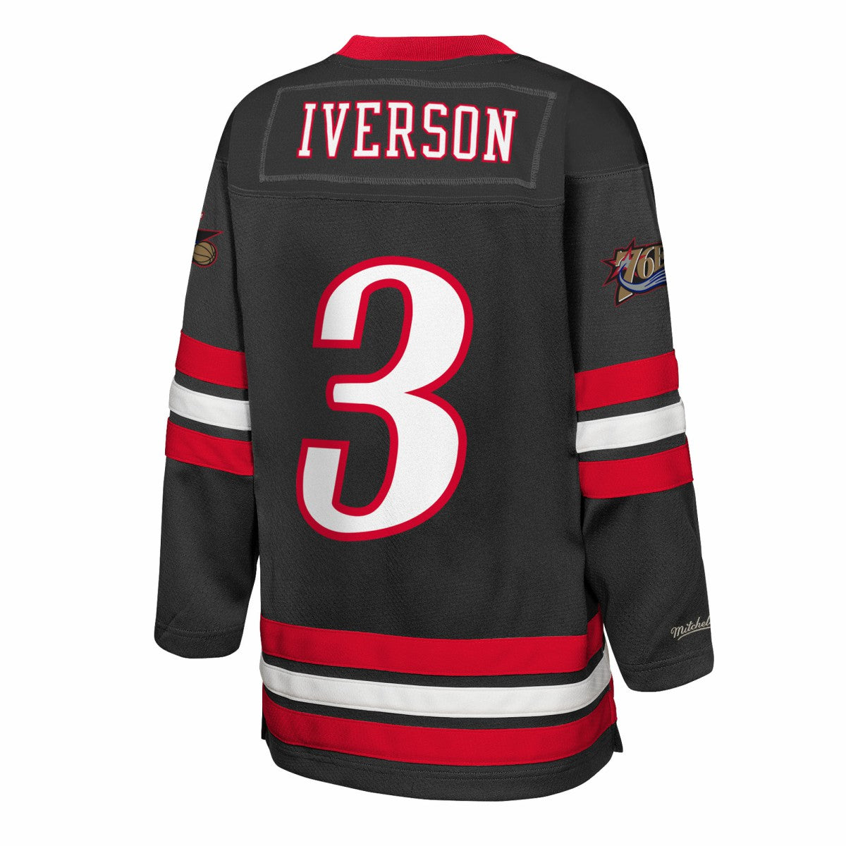 Allen Iverson Philadelphia 76ers Youth Maxxed Out 2.0 Fashion Hockey Jersey - Black | NBA Jerseys