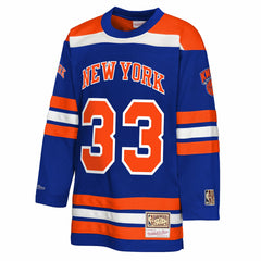 Mitchell & Ness - Patrick Ewing New York Knicks Youth Maxxed Out 2.0 Fashion Hockey Jersey - Blue