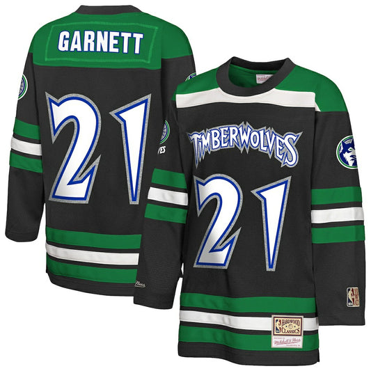 Kevin Garnett Minnesota Timberwolves Youth Maxxed Out 2.0 Fashion Hockey Jersey - Black | NBA Jerseys