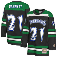 Mitchell & Ness - Kevin Garnett Minnesota Timberwolves Youth Maxxed Out 2.0 Fashion Hockey Jersey - Black