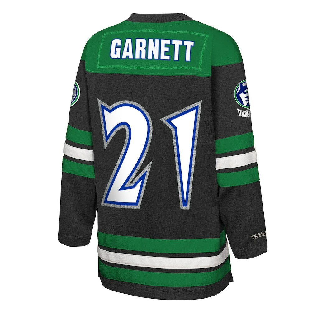 Mitchell & Ness - Kevin Garnett Minnesota Timberwolves Youth Maxxed Out 2.0 Fashion Hockey Jersey - Black