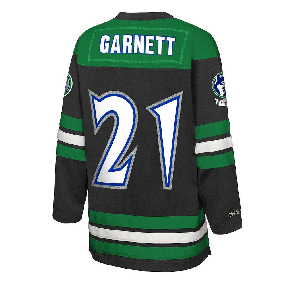 Mitchell & Ness - Kevin Garnett Minnesota Timberwolves Youth Maxxed Out 2.0 Fashion Hockey Jersey - Black