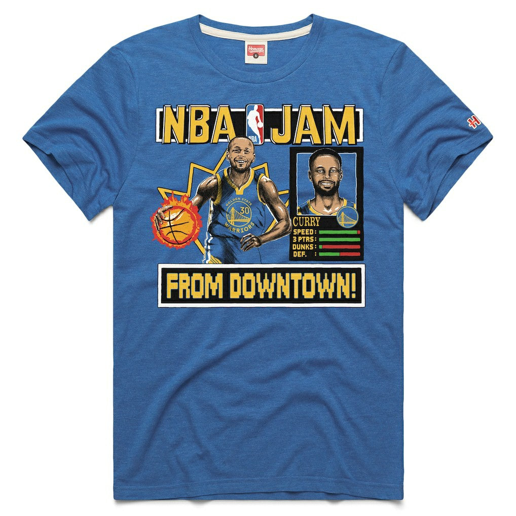 NBA - Stephen Curry Golden State Warriors Homage Unisex NBA Jam Tri-Blend T-Shirt - Royal
