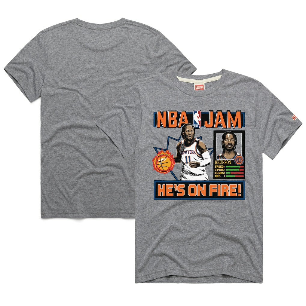 NBA - Jalen Brunson New York Knicks Homage Unisex NBA Jam Tri-Blend T-Shirt - Gray